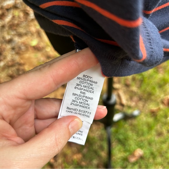 LL Bean Striped Boatneck 3/4 Sleeve Tee S Reg - Picture 2 of 6